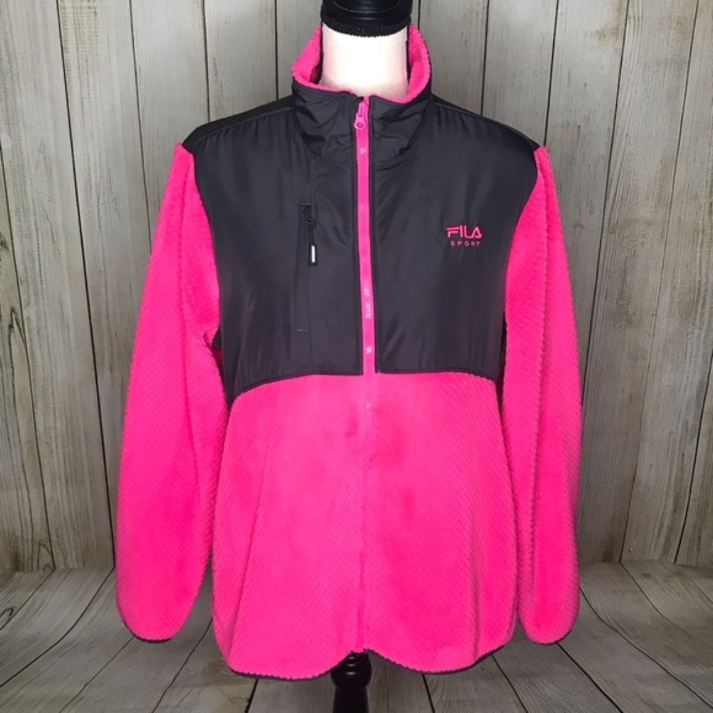 Fila Womens Sport Faux Fur Light Pink Jacket Sz M